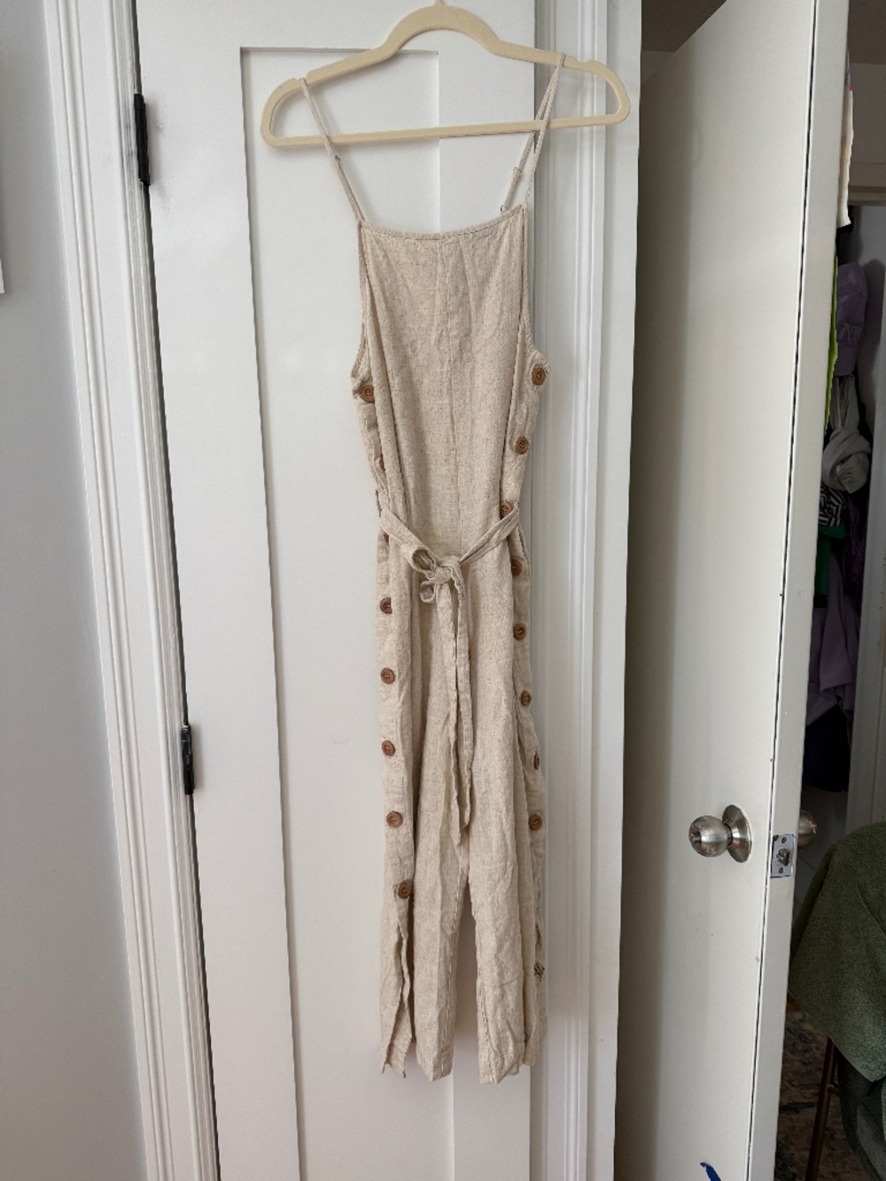 Linen Jumpsuit with adjustable spaghetti straps